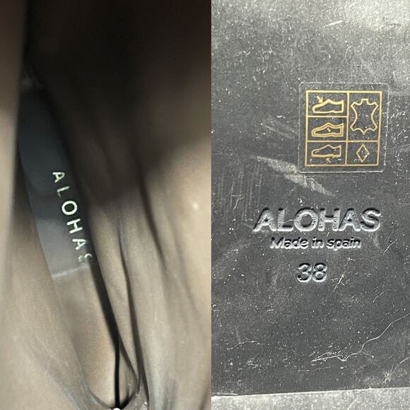 ALOHAS Cattle Cowboy Leather Squre Toe Tall Boots in Ivory Size 7-7.5 - Picture 14 of 16